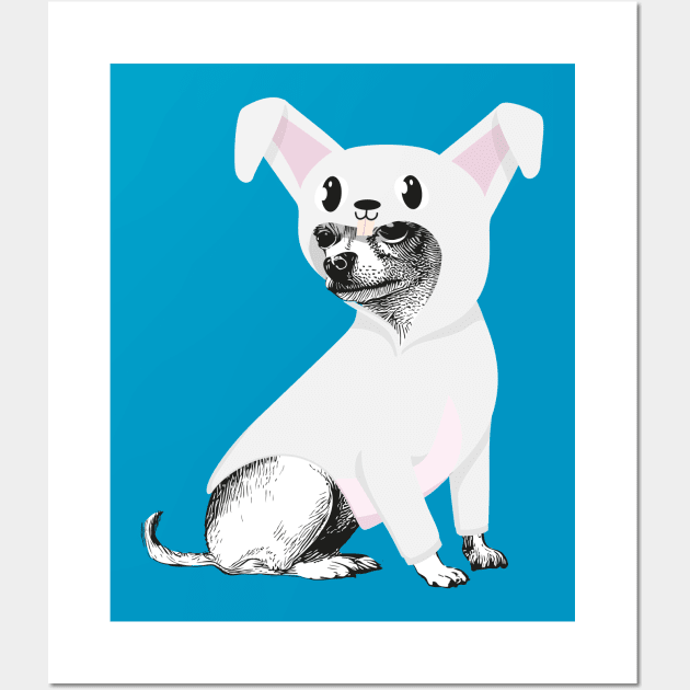 Funny chihuahua dressed as a rabbit Wall Art by Elizeta